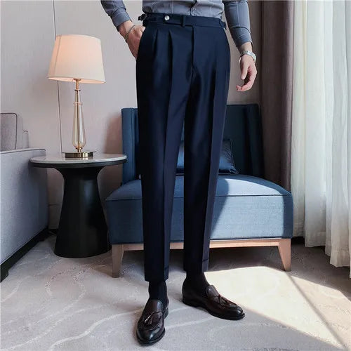 saferido Men's British Style Two-Piece Casual Suit - Slim Fit, High-End, Suit or Blazer/Trousers Sold Separately -Male Suit for Wedding