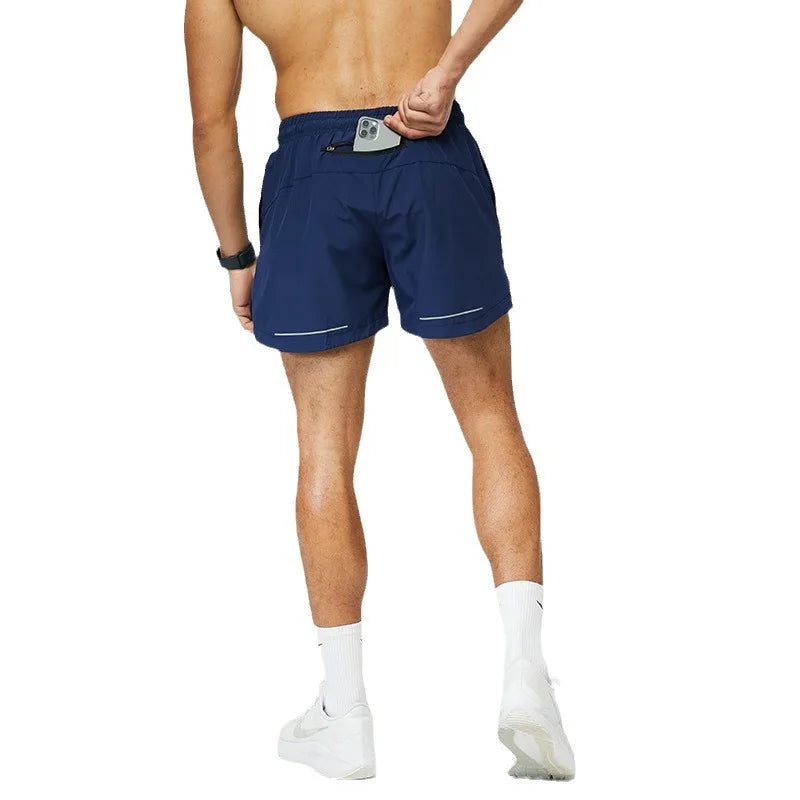 saferido American Style Ice Silk Men Sports Shorts Track and Field Basketball Shorts Solid Color Loose Quick Drying Woven Training Pants
