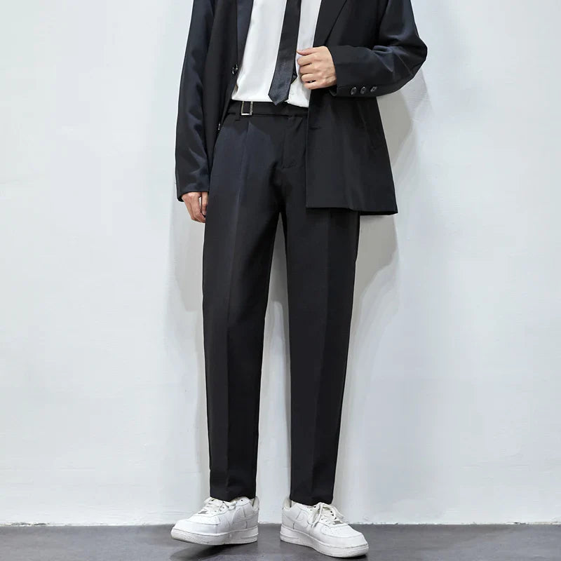 saferido Men's Trendy Loose Straight Pants Slim Fit Formal Casual Pants Fashions British Business Grey/black/green Suit Pants M-3XL