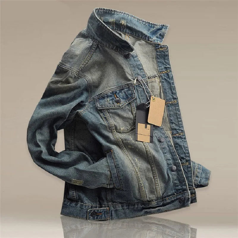 Autumn New Men Denim Jackets Classic Turn Coats S-3Xl Oversize Bf Hip-Pop Streetwear Single Breasted Male Outwear Jeans Vintage