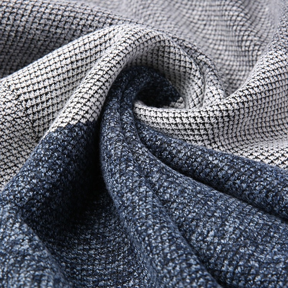 Spring Winter New Men's Cardigan Single-Breasted Fashion Knit Plus Size Sweater Stitching Colorblock Stand Collar Coats Jackets