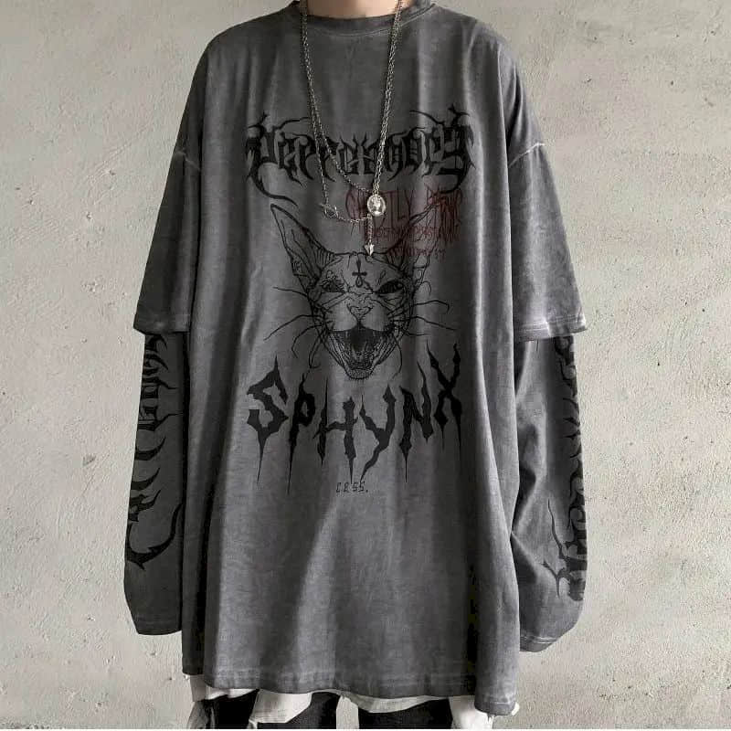 T-shirt for Men Summer Cross of Thorns Suitcase Men's T-shirts Long-sleeved Dark Hip-hop Men's oversize t-shirt Y2k T Shirt