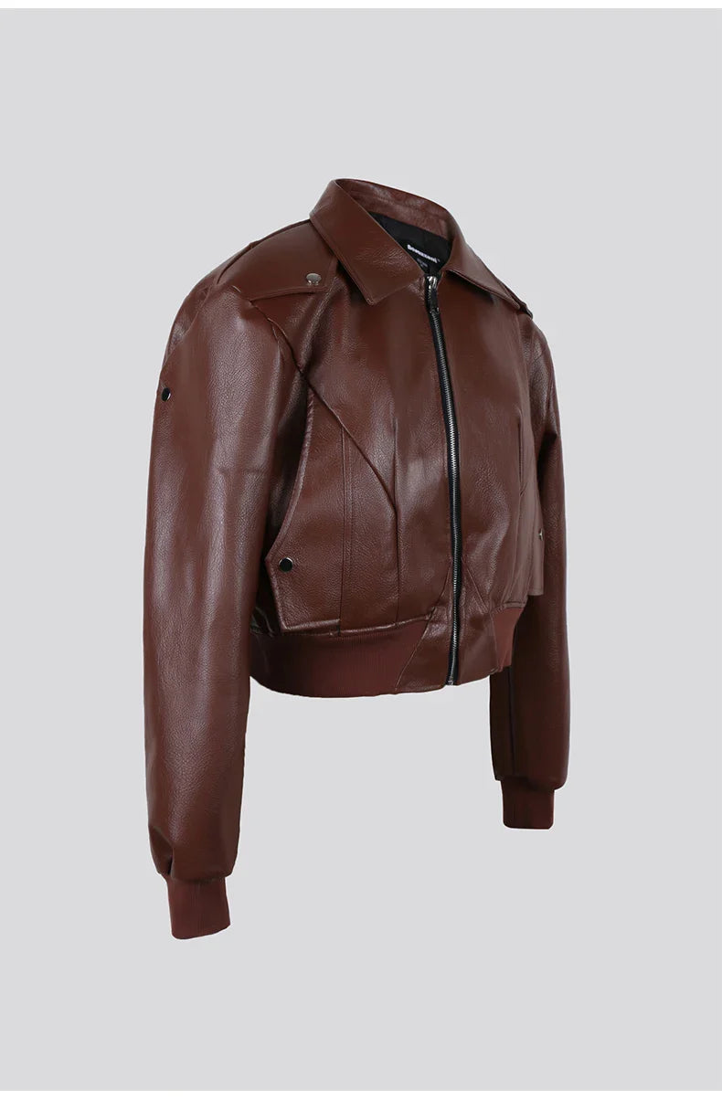 saferido Spring Autumn Cool Waterproof Black Pu Leather Jacket Men Shoulder Pads Long Sleeve Zipper Luxury Designer Clothes