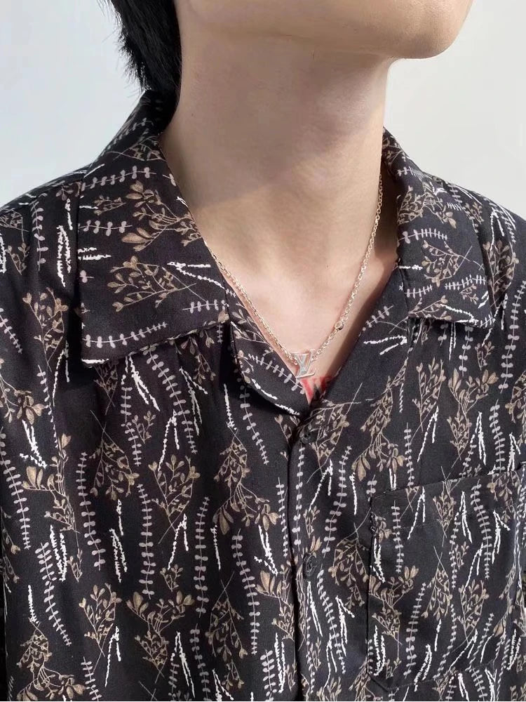 Hawaiian Shirts Men Handsome Temperament Daily Summer Half Sleeve Print Pocket American Style Male Breathable Casual Tops