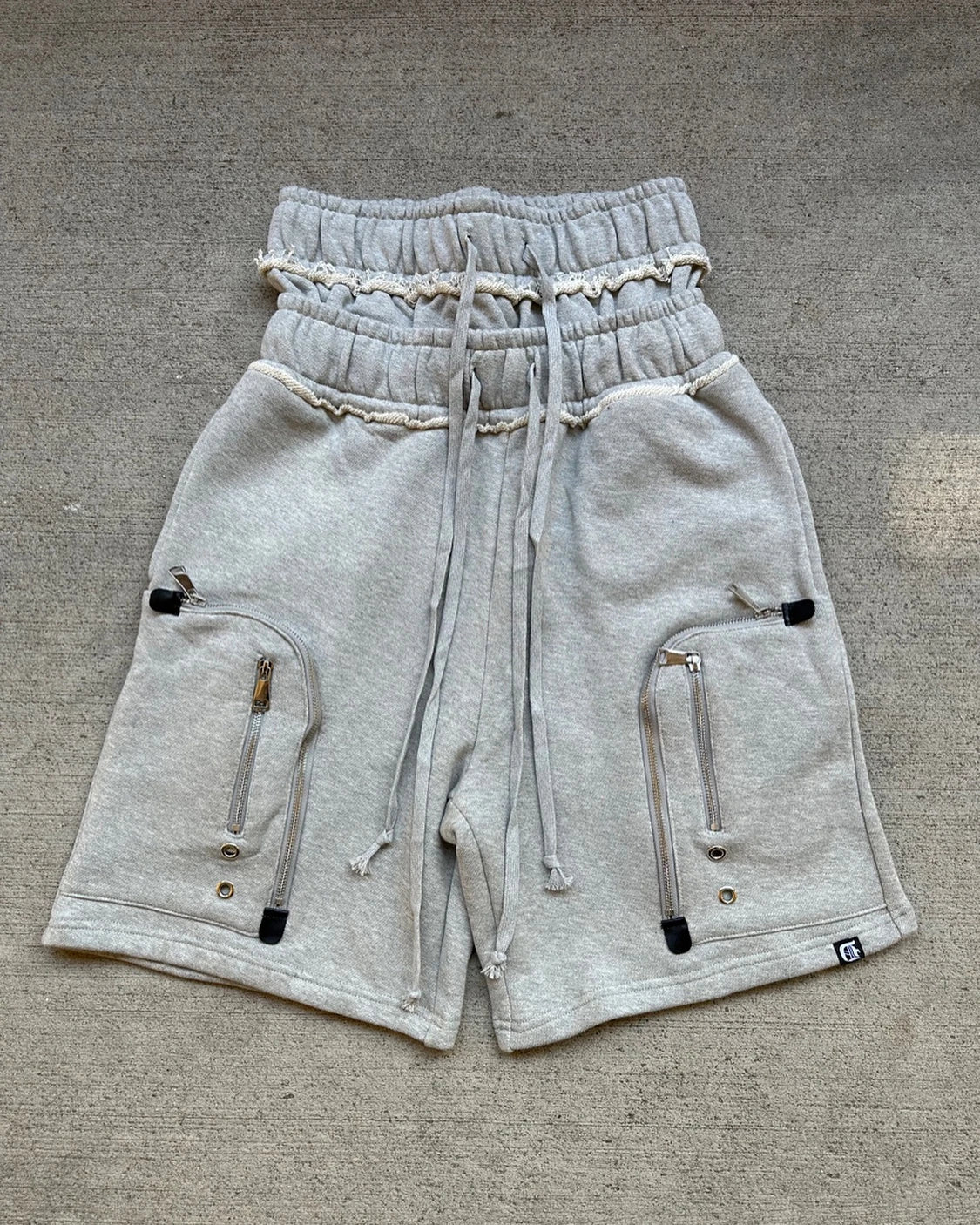 Streetwear Zip Hoodie Shorts Suit Y2K Clothes Mens Two Piece Set Hip Hop Rock Double Layer Retro Sweatshirt Casual Shorts Suit