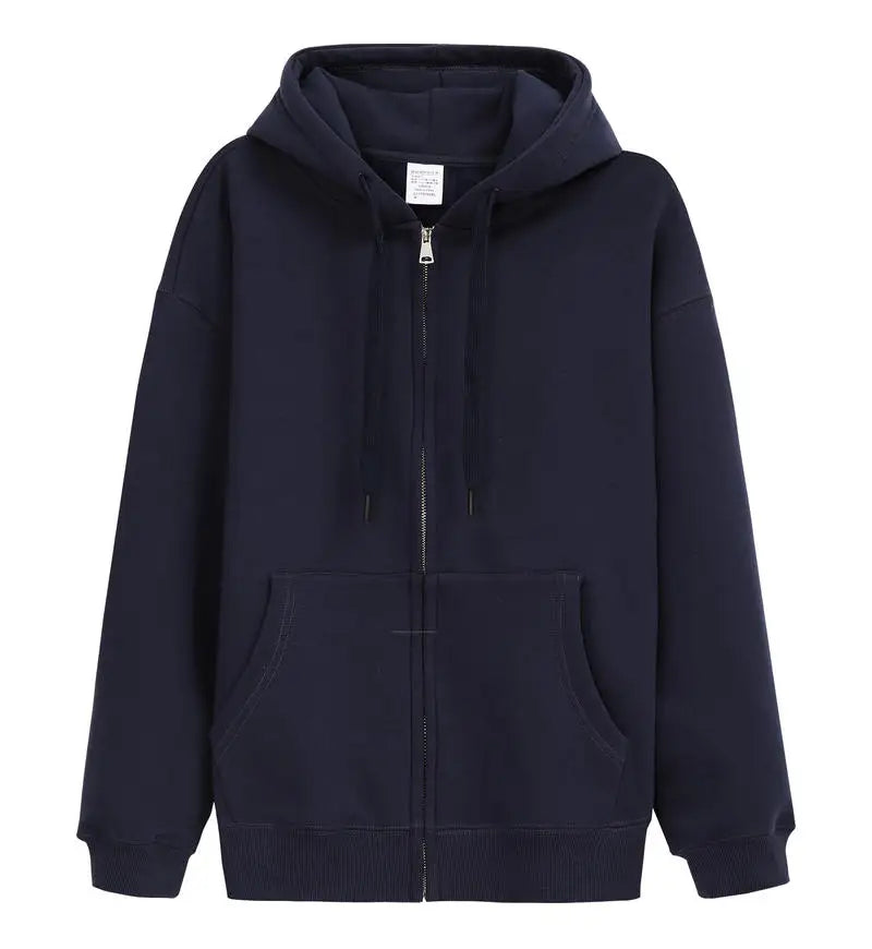 saferido 600GSM 95% Cotton Solid Retro Oversize Hoodie Unisex Winter Warm Zipper Up Open-Up Hoodies Vintage Classic Streetwear Loose Coat