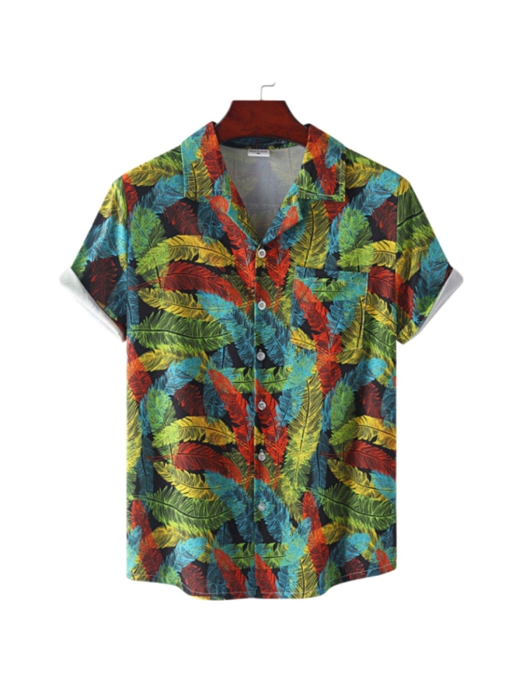 Hawaiian Men's Shirt Short Sleeve Oversized 3D Printing Anime Coconut Tree Pattern Male Clothes Harajuku Tops Summer Fashion