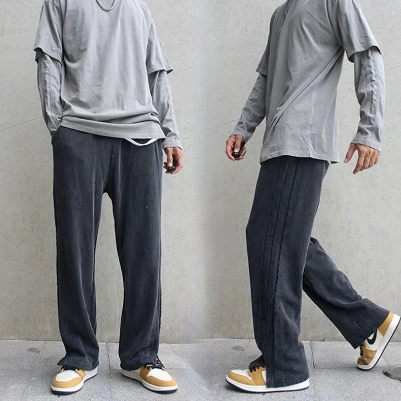 saferido Men's Casual Pants Wide Korean Style Y2k Free Shipping Baggy Harajuku Streetwear Cotton Trousers Male Sale Classic Fashion Long