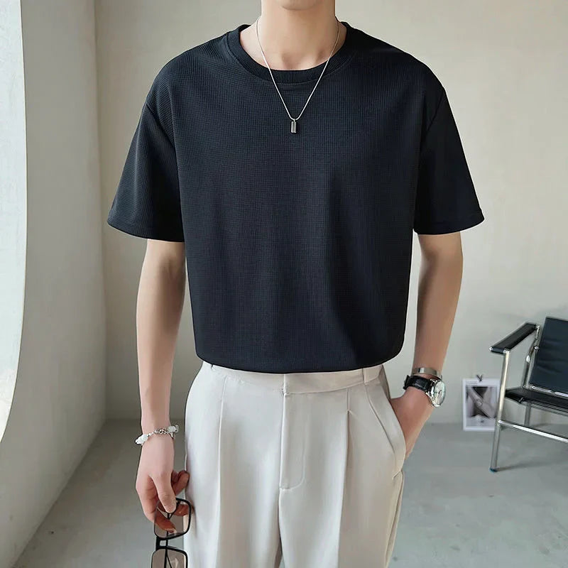 saferido Summer Men's High-grade Fabric Solid Color Tshirts Short Sleeve 8 Color British Style T-shirt Clothes Round Neck T Shirts
