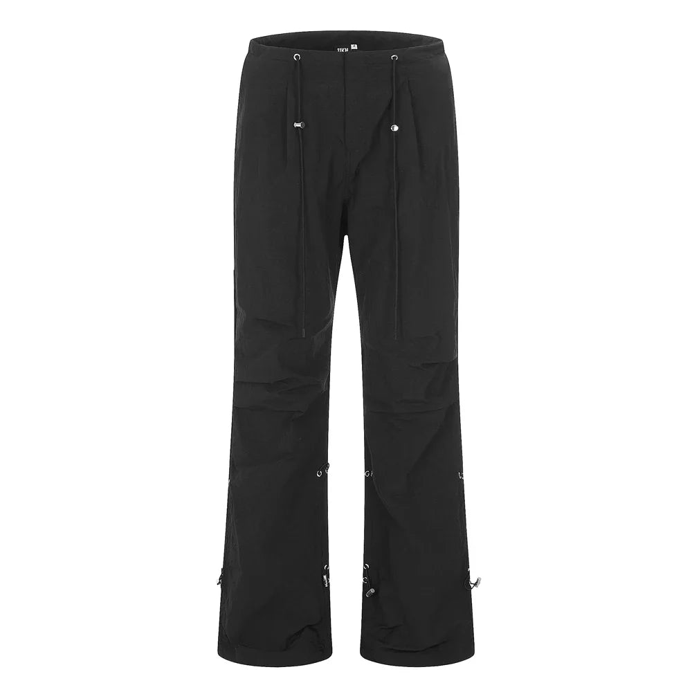saferido Baggy Cargo Pants Men Y2k Streetwear Bright White Straight-leg Autumn Elastic Waist Wide Leg Casual Oversized Stacked Trousers