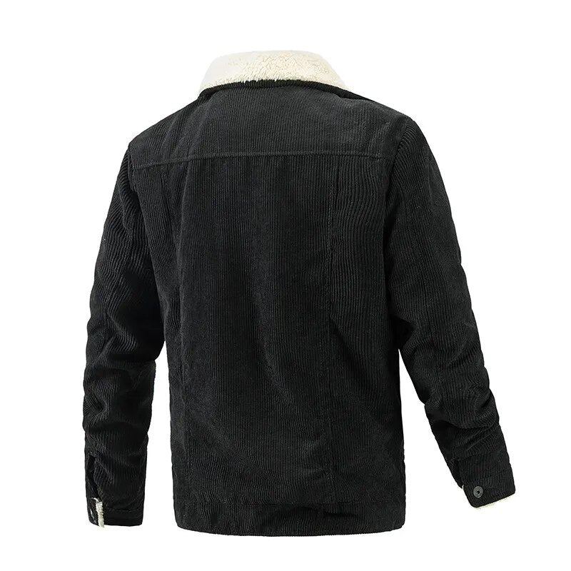 Fashion Winter New Men's Corduroy Plush Jacket Casual Jacket Trend Men's Clothing Men Outwear