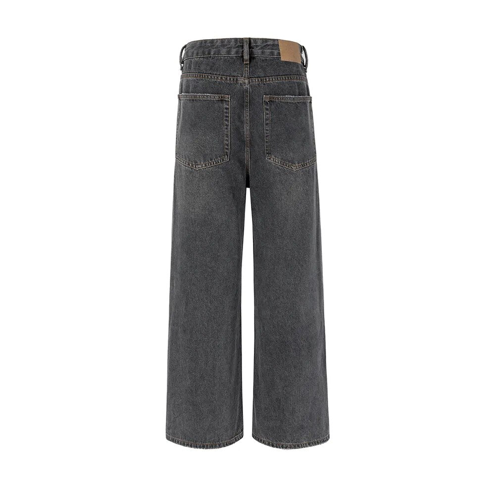 Harajuku Washed Vintage Hole Ripped Baggy Casual Jeans Pants Unisex Y2K Straight Loose Denim Trousers Streetwear Oversize Cargos