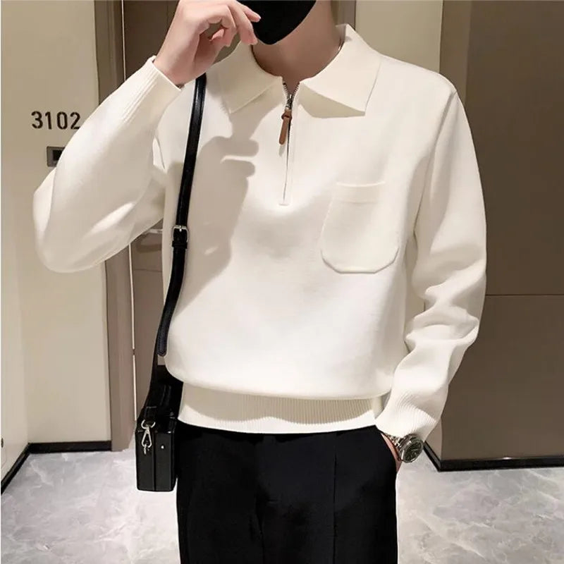 saferido Clothing Men Keep Warm In Winter Knitted Sweater/Male Slim Fit Zipper Design Pullover/Man Casual Knit Sweater Korean Style