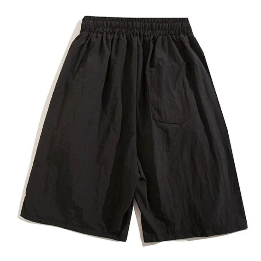 saferido Men Shorts Sporty Quick-drying Knee-length Simple Drawstring Summer Fashion Casual Korean Style All-match Loose Comfortable Male