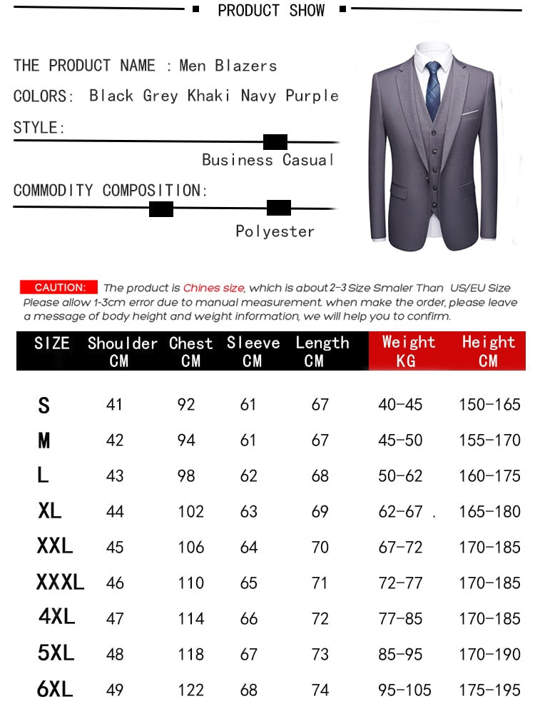 Men Blazers Set Wedding 3 Pieces Elegant 2 Suit Luxury Full Coat Pants Design Latest Vest Business Slim Fit Jacket Trousers