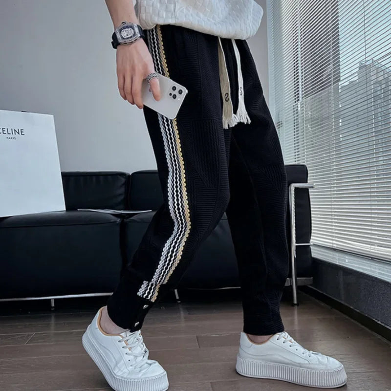 saferido Male Sweat Pants Sport Grey Track Trousers Slim Sweatpants for Men Stripe Jogger Athletic Korean Style New Items in Stylish Y2k
