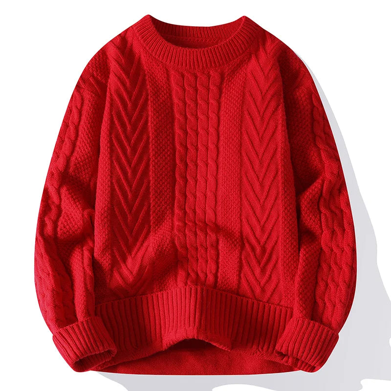 Men White O-Collar Sweaters Clothes Winter Vintage Sweater Men Coats Solid Striped Pullover Mens Turtleneck Autumn New 4XL-M