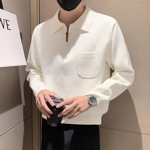 saferido Clothing Men Keep Warm In Winter Knitted Sweater/Male Slim Fit Zipper Design Pullover/Man Casual Knit Sweater Korean Style