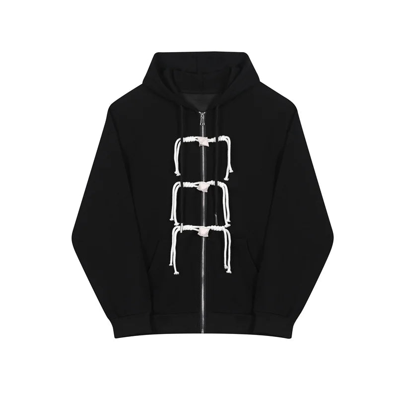 saferido Korean women Spring Autumn Color Chinese Style Hooded Sweatshirt Men's Loose Trendy Casual Zipper Coat Male Hoodies