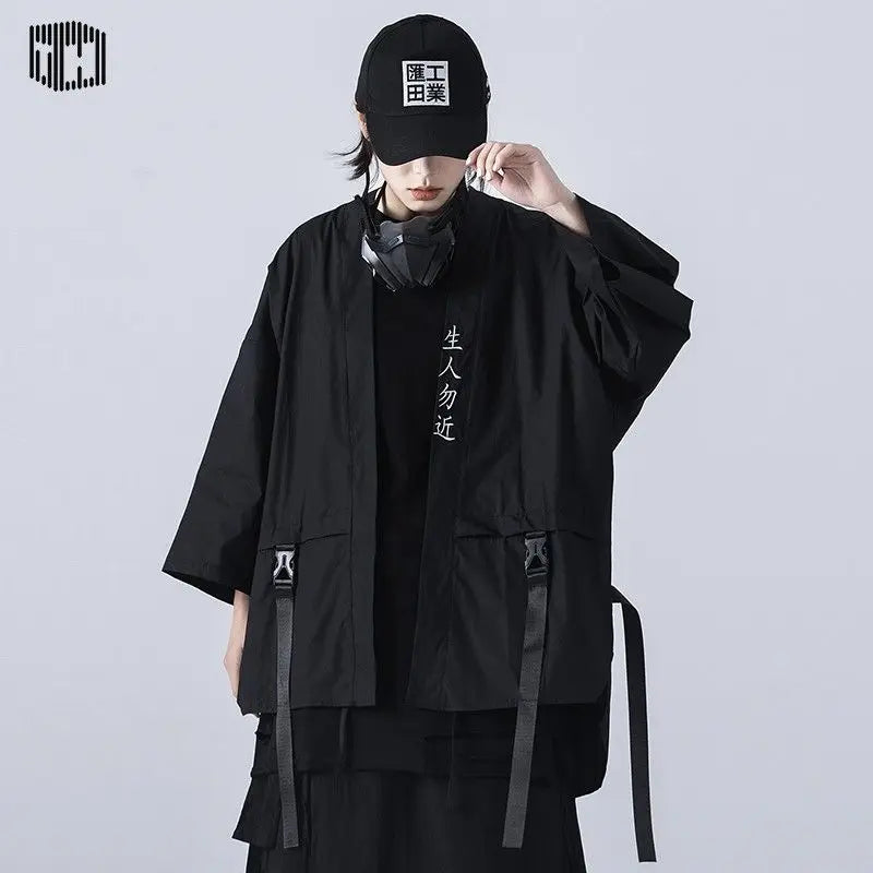 saferido Techwear T-shirt Punk Gothic Clothes Goth Clothes Summer Short Sleeve T-shirts Coat Japanese Style Streetwear Hip Hop