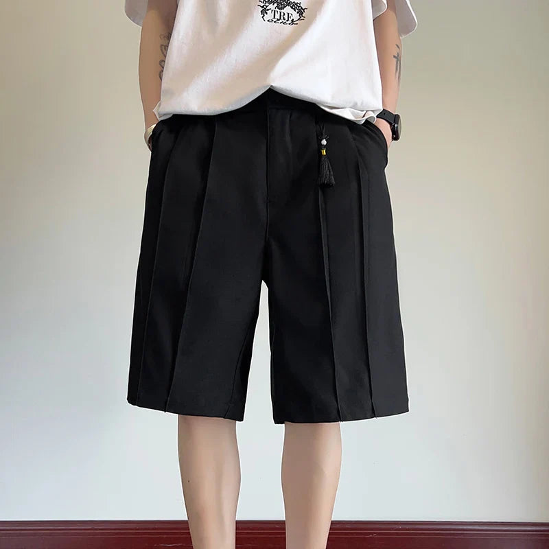 saferido Summer Suit Shorts Men Fashion Social Mens Dress Shorts Korean Loose Black White Casual Shorts Mens Office Formal Shorts M-3XL