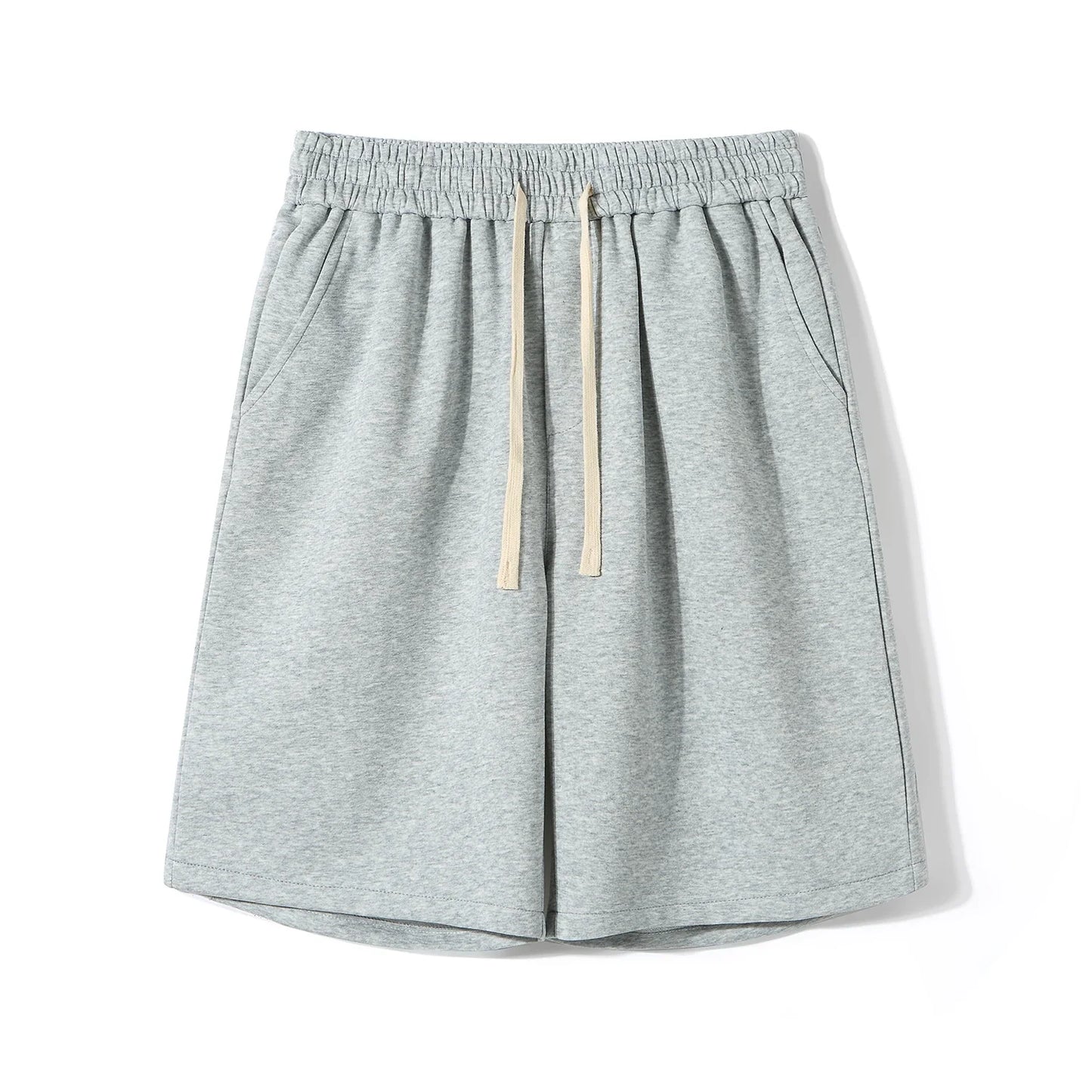 saferido Lace Up Striped Straight Shorts Men Clothing 2024 Summer New Loose Elastic Waist All-match Knee Men Shorts Korean Fashion Shorts