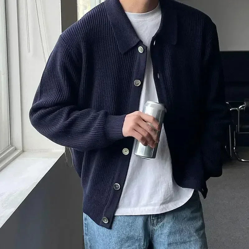 saferido Men Sweater Coat Korean Fashion Knitted Coats Men Streetwear Slim Fit Casual Cardigan Coats