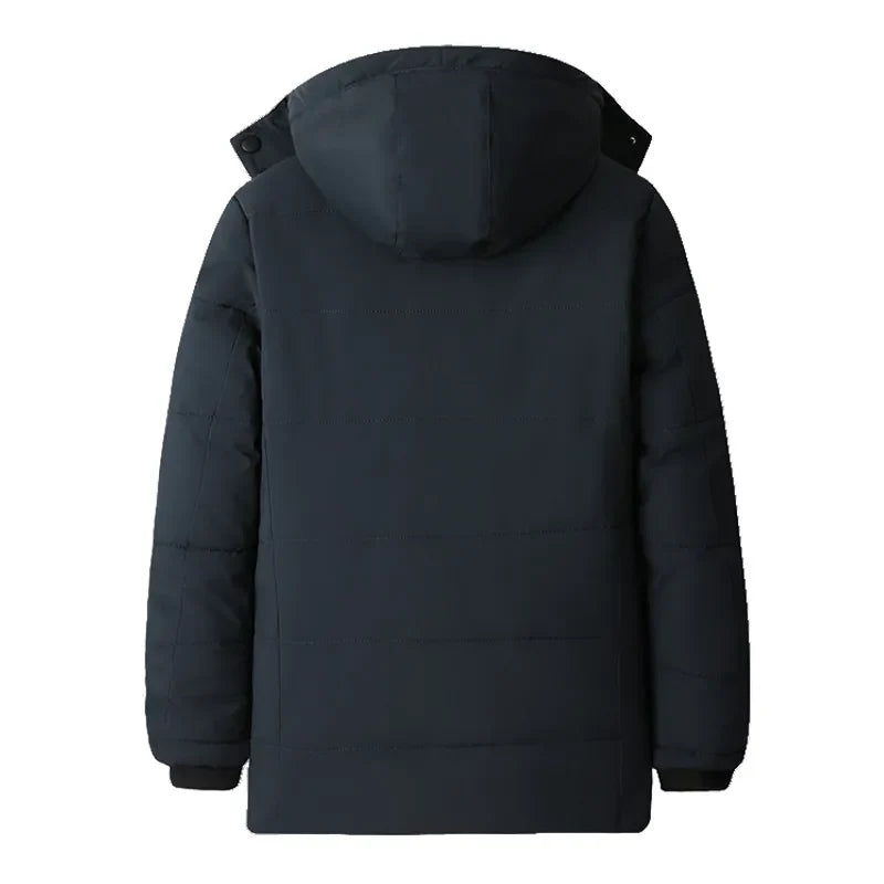 Winter Men Windproof Warm Casual Hooded Jacket Coat Man Thick Detachable Hat Formal Parka Male Outwear Business Windbreaker
