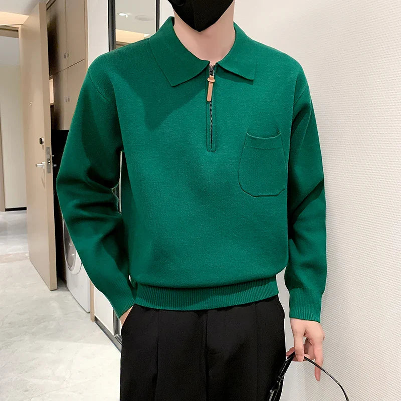 saferido Clothing Men Keep Warm In Winter Knitted Sweater/Male Slim Fit Zipper Design Pullover/Man Casual Knit Sweater Korean Style