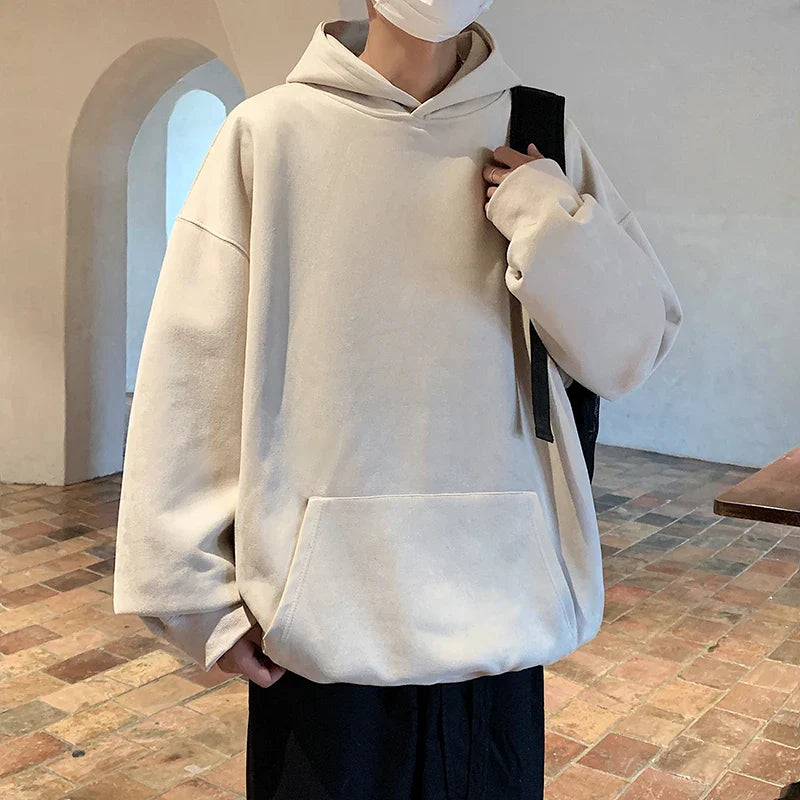saferido Autumn New Solid Hoodie Men Harajuku Fashion Casual Oversized Hoodies Couples Loose Hooded Streetwear Sweatshirt 5XL