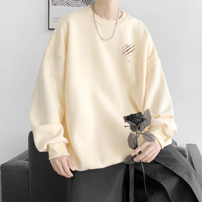 saferido Hipster Men Sweatshirt Oversize Streetwear Autumn Round Neck Sweat Shirt Harajuku Unisex Casual Sports Pullover Sweatshirts