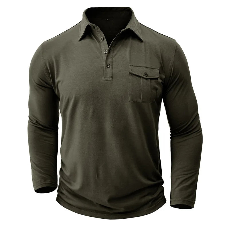 saferido New Spring Autumn Polo Shirt Men Solid Color Turn Down Collar Casual Tops Tees Mens Long Sleeve Polos Tops 60% Cotton Tshirt Man