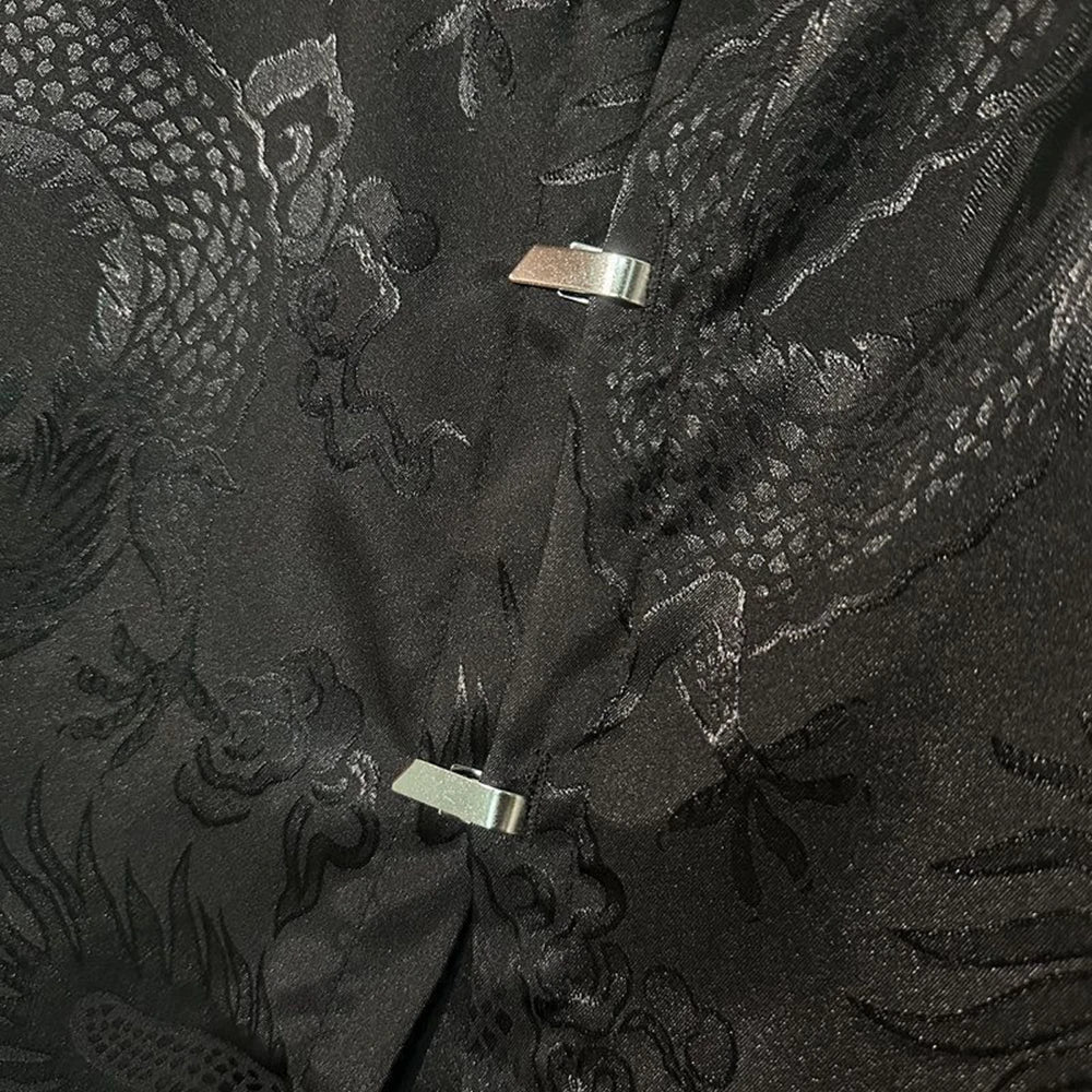 saferido Chinese Style Dragon Totem Printed Shirt for Men 2024 Spring New Fashion Versatile Satin Streetwear Retro Long Sleeve Top Unisex