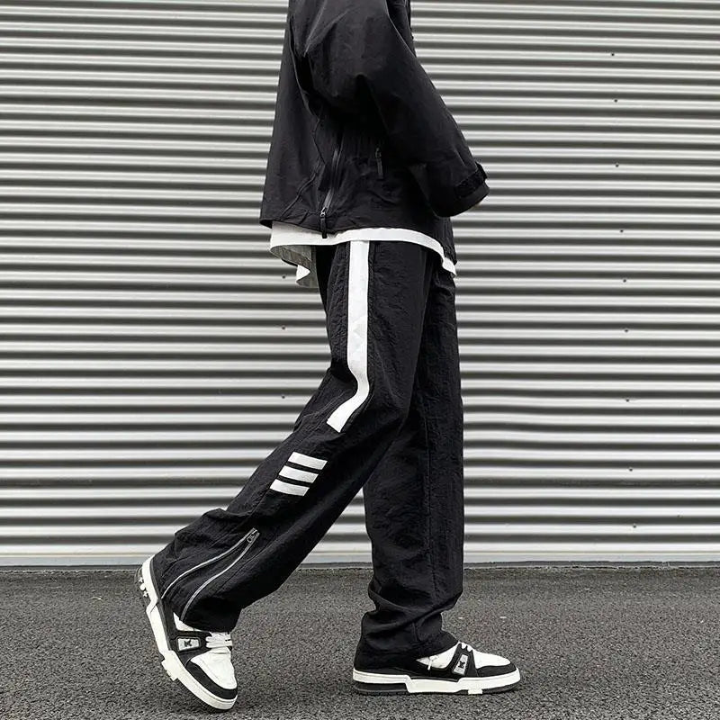 saferido American Men High Street Functional Style Cargo Pants Zipper Foot and Mouth Outdoor Mountain Climbing Casual Straight Trousers