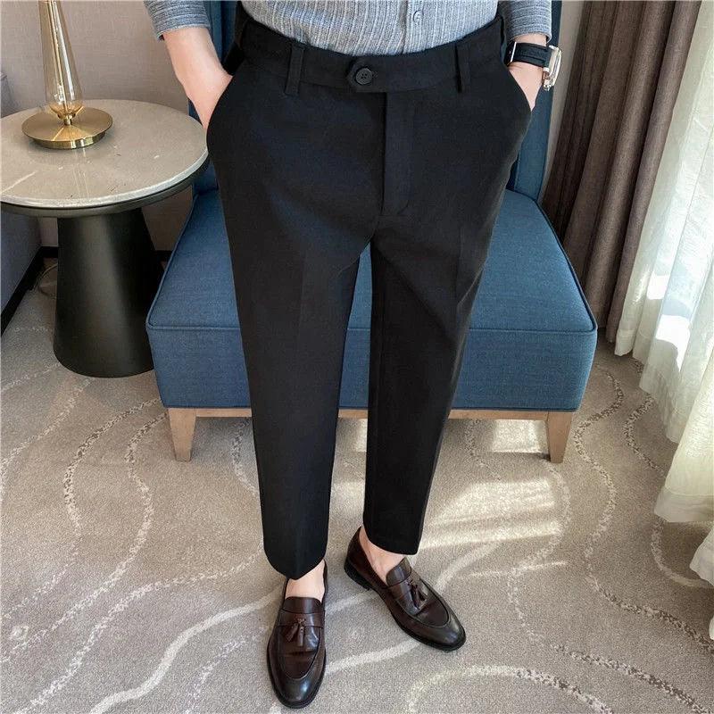 saferido Thick Men's Suit Pants Autumn Winter Brushed Woolen Loose Slim Solid Youth Pants Trend Casual Business Pencil Trousers Oversized