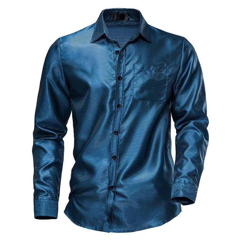 Men's Floral Black Dress Shirts Stylish New Long Sleeve Steampunk Shirt Men Party Club Bar Social Shirt Male Chemise Homme