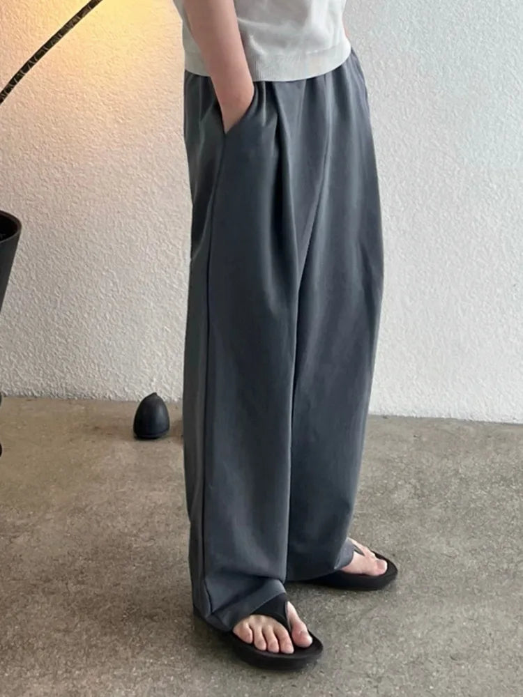 saferido Man's Wide Leg Long Pants 2024 Summer New Korean Style Drape Straight Tube Fashion Loose Casual Male Trousers