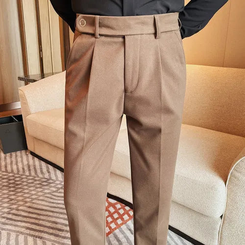 saferido Men's Spring High Quality Business Suit Pants Male Slim Fit Fashion Solid Color Casual Dress Trousers 29-38