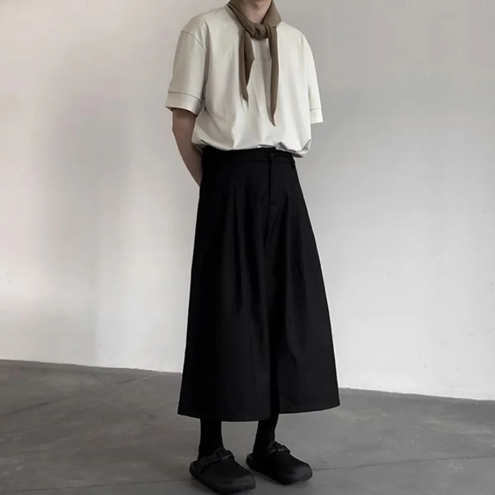 saferido Gothic Dark Casual Culottes Spring Japanese Harajuku Streetwear Elegant Daily Business Office Fashion Wide Leg Pants Unisex 2024
