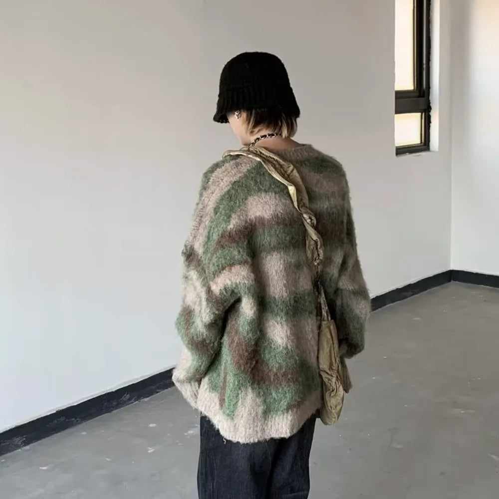 saferido Autumn New Harajuku Vintage Sweater Pullover Men Loose Hip Hop Sweater Knitwear Jumper Casual Color Supple Jumper Men