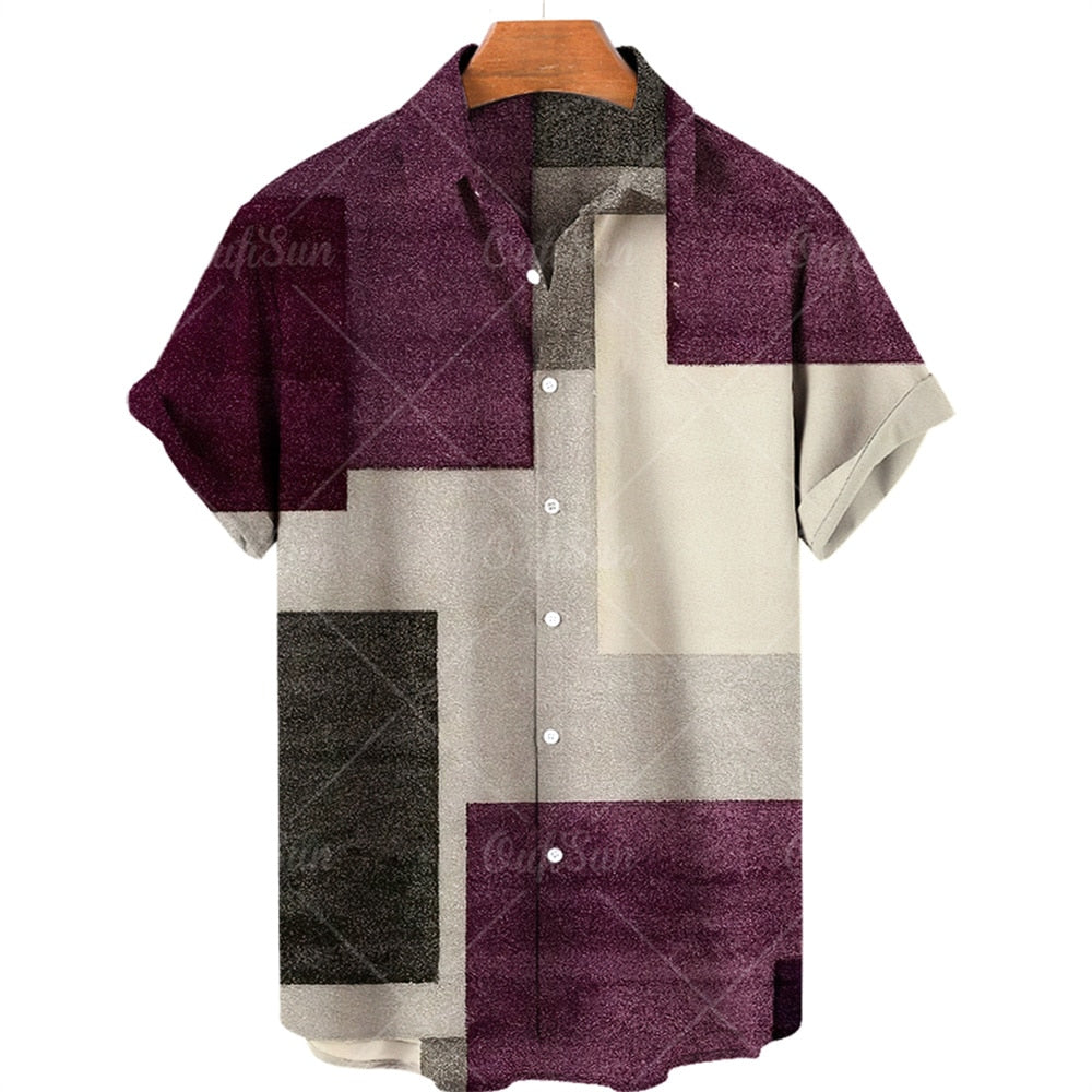 Male Shirt Oversized Plaid Floral Short Sleeve Tops Summer Casual Holiday Buttons Social Luxury Clothing Men Hawaii Shirts 5XL