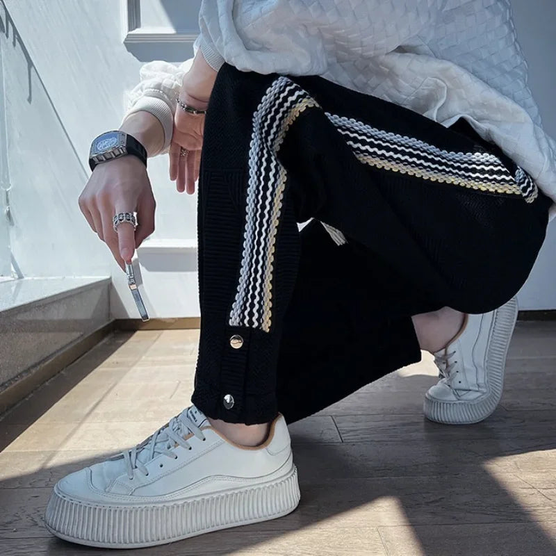 saferido Male Sweat Pants Sport Grey Track Trousers Slim Sweatpants for Men Stripe Jogger Athletic Korean Style New Items in Stylish Y2k