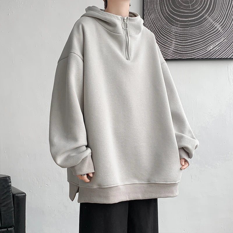 saferido Turtleneck Hoodie Zipper Pullovers Streetwear Hip Hop Hooded Sweatshirt Men Clothing Korean Couples Harajuku Coat