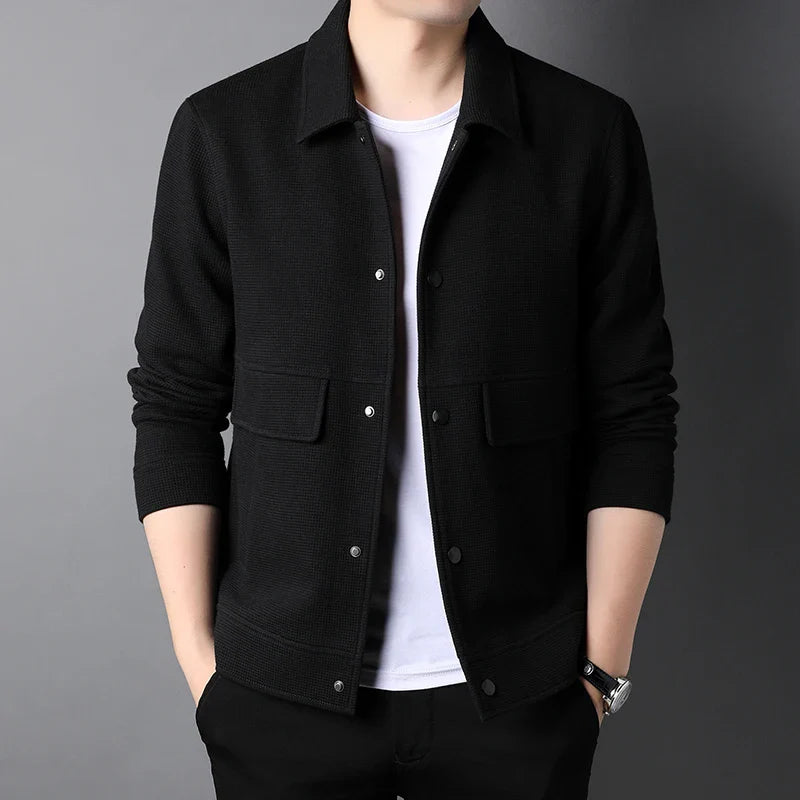 saferido Korean Fashion Lapel Jacket Men's Loose Short Coat Spring Autumn Thickening Tops Fashion Casual Clothes For Male New S-3XL