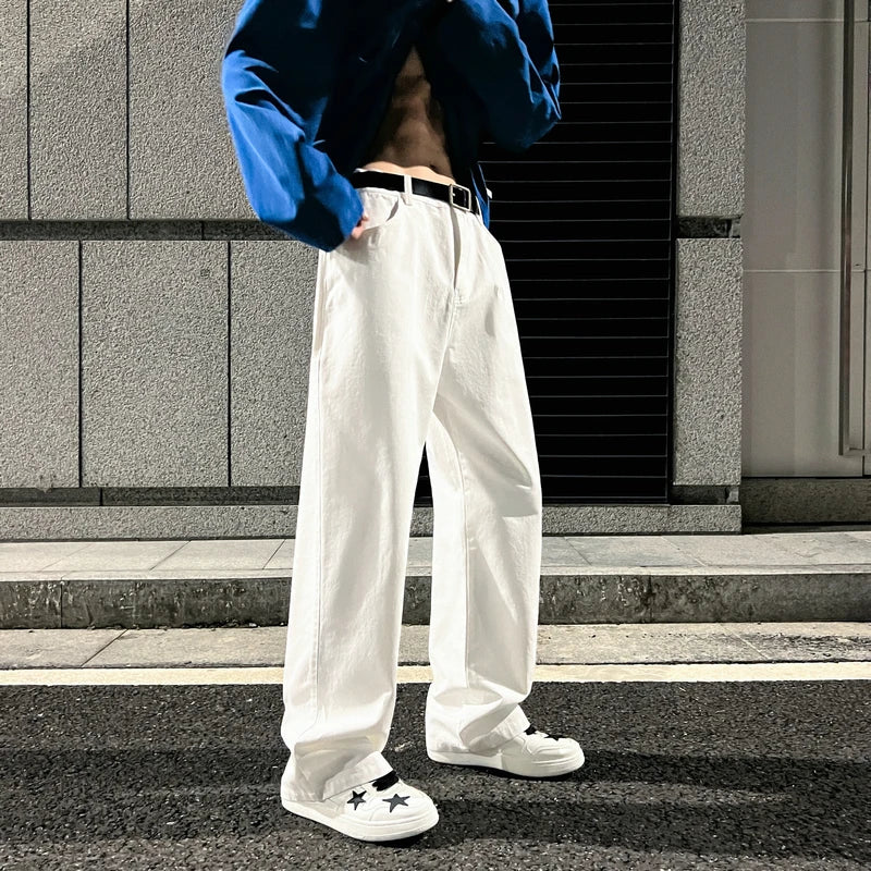 saferido Spring Cotton Casual Pants Men Fashion Multicolor Wide Leg Pants Men Streetwear Loose Hip Hop Straight Pants Mens Trousers M-2XL