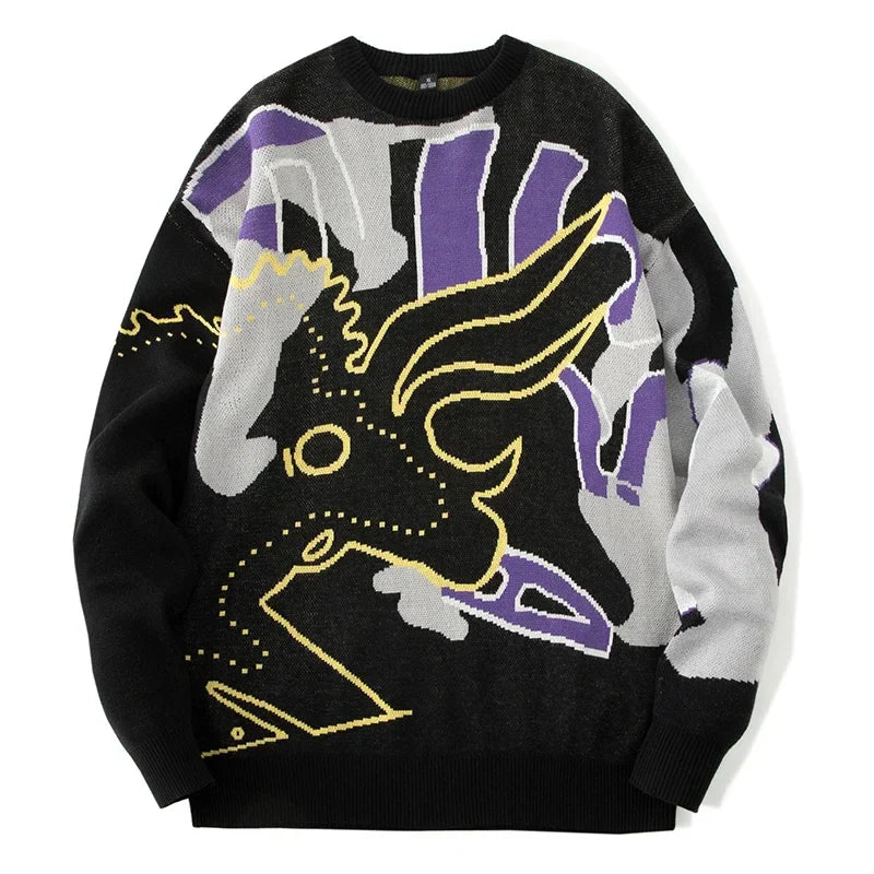 New Autumn Winter Casual Sweater Men Loose Harajuku Style Round Neck Long Sleeve Mens Fashion Pullovers Trendy Sweaters