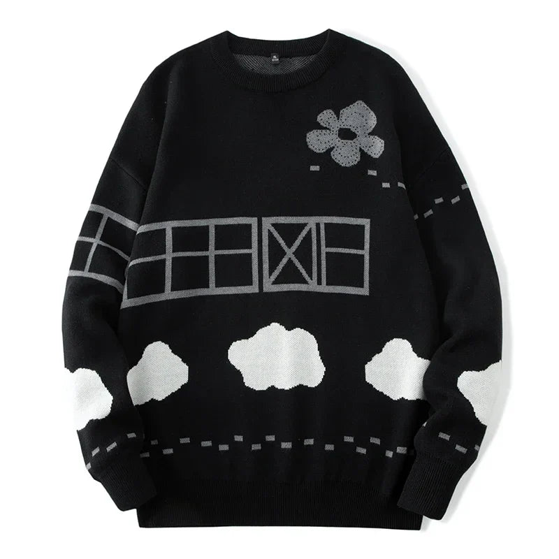 New Autumn Winter Casual Sweater Men Loose Harajuku Style Round Neck Long Sleeve Mens Fashion Pullovers Trendy Sweaters