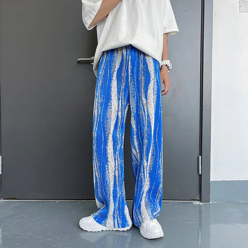 saferido Mopping Casual Pants Mens Spring Summer Oversize Fashion Sports Trousers Printed Loose Pants Straight Wide Leg Sweatpants S-5XL