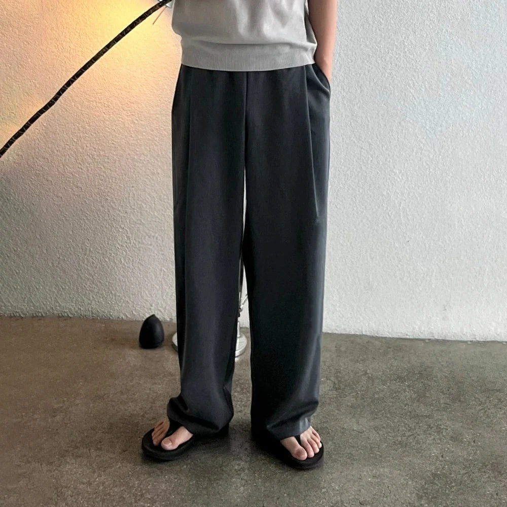 saferido Man's Wide Leg Long Pants 2024 Summer New Korean Style Drape Straight Tube Fashion Loose Casual Male Trousers