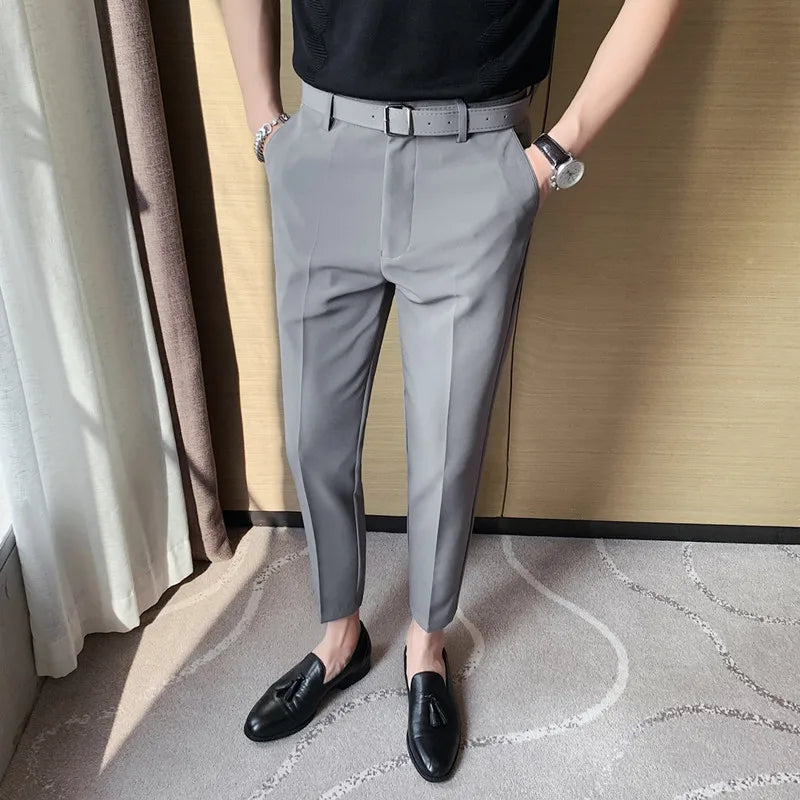 saferido Men Suit Pants Spring Pure Color Business Casual Formal Pants Slim High Quality Men's Fashion Classic Men's Suit Trousers